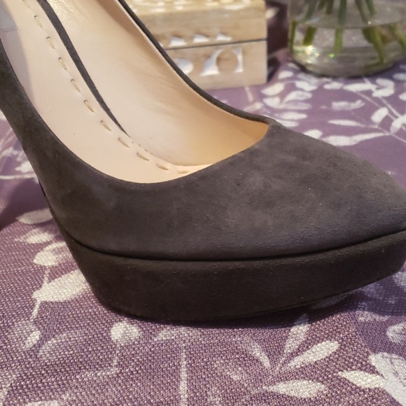 MIU MIU SLATE GRAY SUEDE PLATFORM HEELS SIZE 7.5 - Picture 7 of 8
